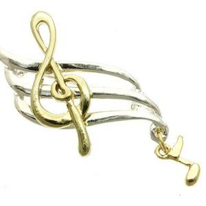 Music Clef Note Pin Brooch Silver Gold Plated Two Tone Musician Graduation Gift